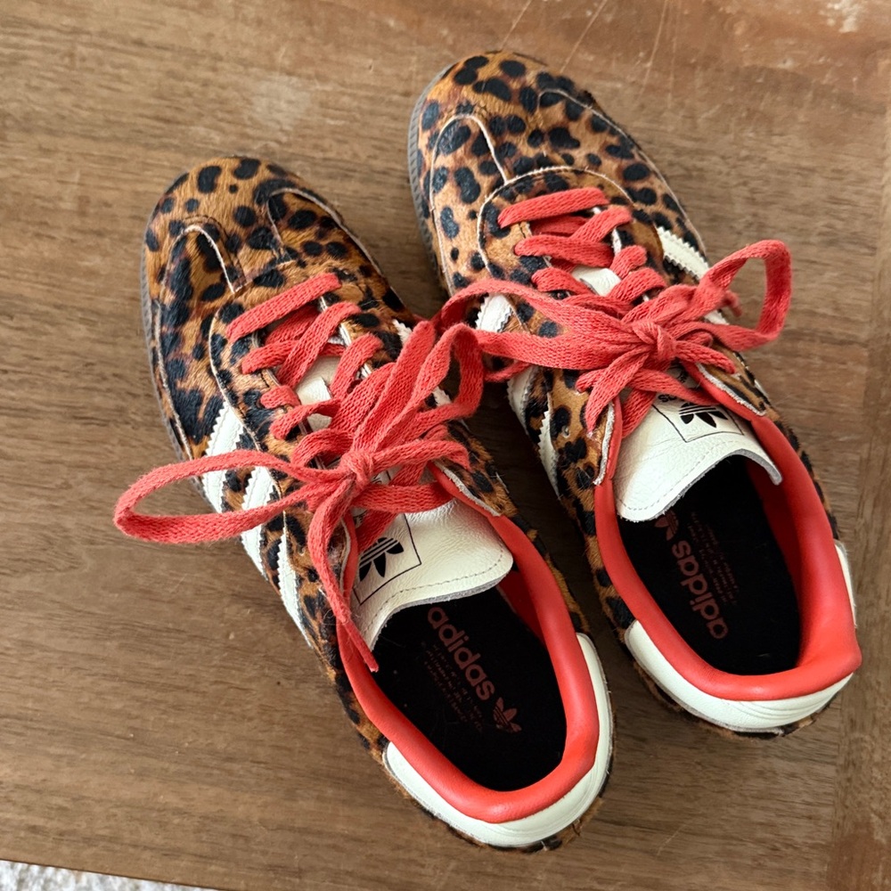 adidas Leopard Print Samba Sneakers with Red Laces - Picture 5 of 7